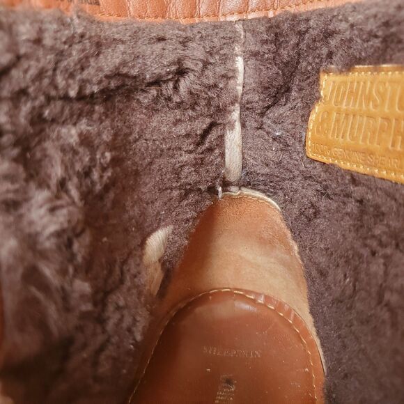 Johnston & Murphy Boots Mens 9.5 M Brown Leather Shearling Lined Buckle